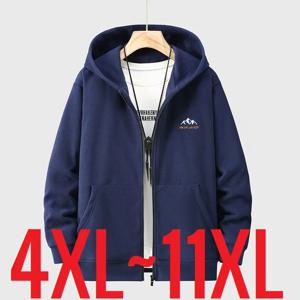 큰 사이즈 의류 매장 폴라 플리스 까마귀 남성 후드 지퍼 업 두꺼운 따뜻한 후드 셔츠 남성 겨울 여분의 지방 플러스 대형 10XL 11XL