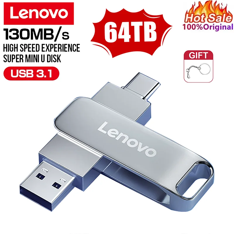 새 제품 레노버 USB 3.0 플래시 드라이브 고속 펜 드라이브 64TB USB 3. 0 메모리 스틱 2TB 플래시 펜드라이브 128GB 메탈 메모리아 USB 디스크