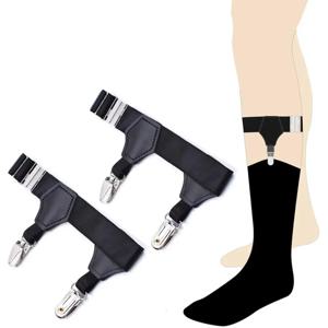 남성용 블랙 양말 가터 벨트, 조절 가능한 탄성 양말 오리 마우스 홀드 클립 업 브레이스, 미끄럼 방지 멜빵 홀더, R9F1