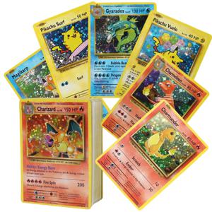 60/100Pcs 영어 포켓몬 카드 1996 년 빛나는 Charizard 피카추 Mewtwo 무역 카드 키즈 포켓몬 장난감