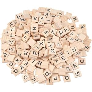 300Pcs 편지 타일 Scrabble 편지 18X19mm 나무 맞춤법 편지 A-Z 편지 타일 Scrabble 크로스 워드 게임 알파벳 만들기 키트