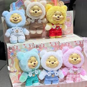 디즈니 위니 푸우 캔디 시리즈 블라인드 박스 귀여운 비닐 페이스 펜던트 Pupu 베어 애니메이션 인형 장식 장난감 생일 선물