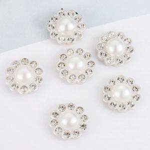50pcs 라인 석 플랫 백 카보 숑베이스 화이트 모조 진주 비즈 Bowknots 헤어 DIY 액세서리