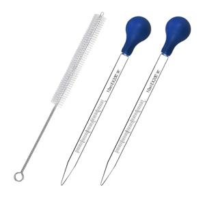 2Pcs 투명 유리 졸업 피펫 1Pc 청소 브러시 ​​측정 떨어지는 피펫 10ml 떨어지는 피펫