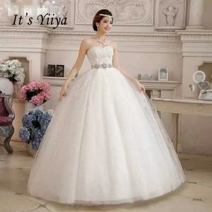 사용자 정의 플러스 사이즈 스팽글 Strapless 레이스 업 공주 바닥 길이 레드 화이트 웨딩 드레스 신부 Frocks 가운 Vestidos De Novia