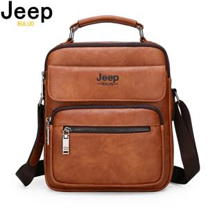 JEEP BULUO 브랜드 맨 스플릿 가죽 크로스 바디 숄더 메신저 백 iPad 빅 사이즈 남성용 핸드백 유명 캐주얼 비즈니스