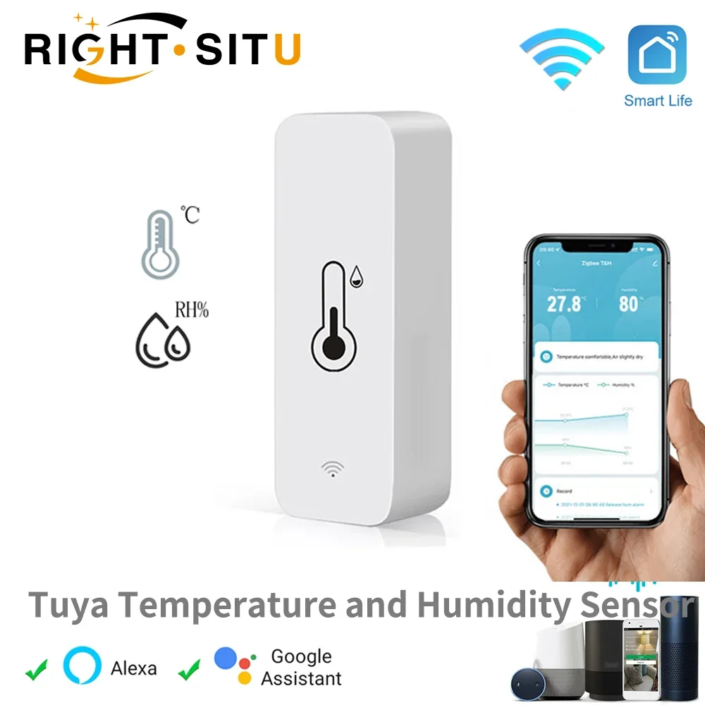 Tuya 스마트 온도 및 습도 센서 스마트 홈용 WiFi APP 원격 모니터 var SmartLife WorkWith Alexa Google Assistant