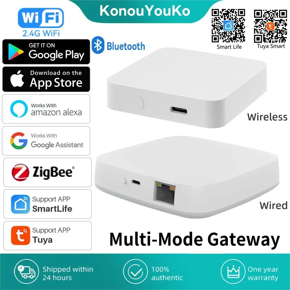 Tuya ZigBee 3.0 스마트 게이트웨이 허브 다중 모드 스마트 홈 브리지 WIFI Bluetooth APP Alexa Google 홈용 무선 원격 제어