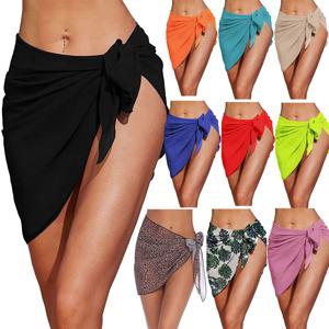 여성 짧은 Sarongs 수영복 Coverups 비치 비키니 랩 쉬어 짧은 치마 쉬폰 스카프 커버 수영복