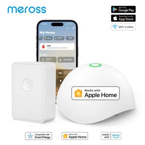 Meross HomeKit WiFi 스마트 누수 센서 무선 감지기 누수 경보 보안 Alexa SmartThings와 함께 작동