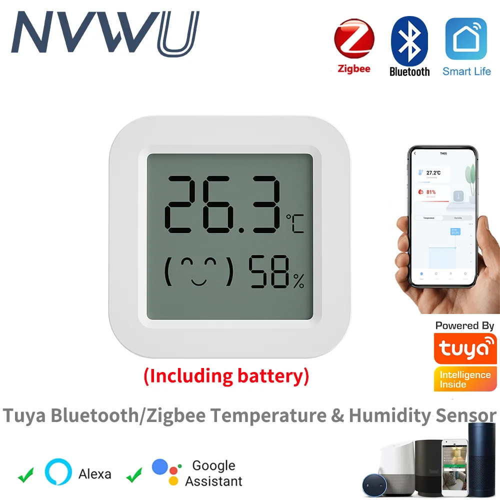 Tuya Zigbee 온도 습도 센서 냉장고 센서 미니 LCD 디지털 디스플레이 Bluetooth 호환 온도계 습도계