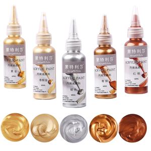 금속 아크릴 페인트 수지 안료 60ml 골드 실버 구리 석고 인형 후크 라인 붙여 넣기 쥬얼리 수제 DIY 색칠 만들기