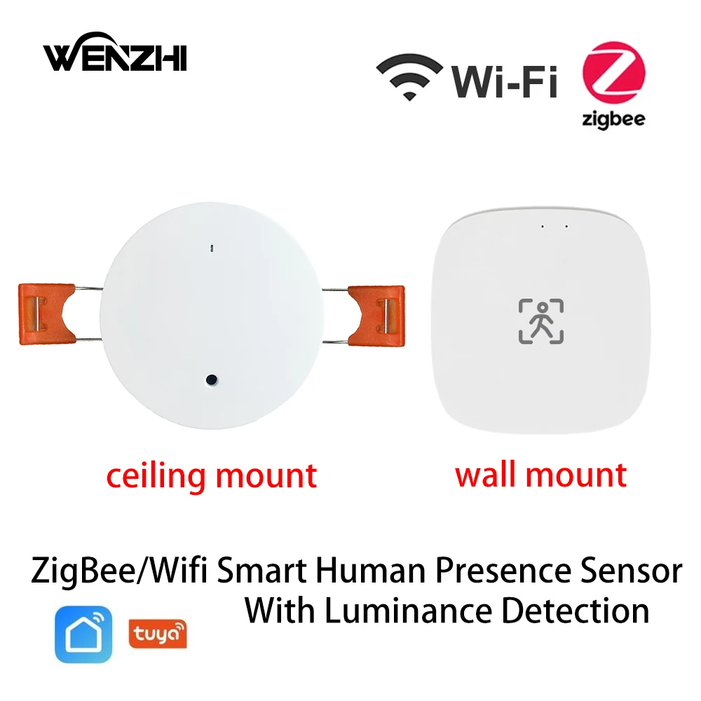 ZigBee Wifi MmWave 휘도/거리 감지 기능이 있는 인간 존재 모션 센서 5/110/220V Tuya 스마트 라이프 홈 오토메이션