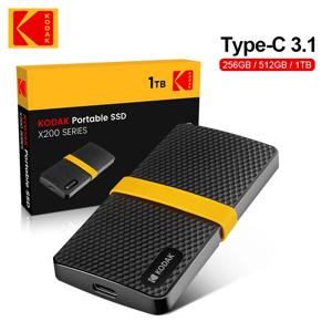 KODAK X200 외장형 SSD 하드 드라이브 HD Externo 1TB USB3.1 미니 휴대용 SSD 256B 512GB 1TB 노트북용 스마트폰 PS4 PC MAC TV