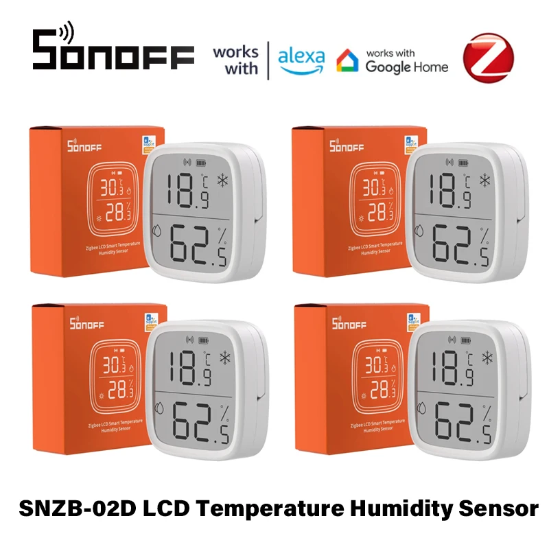 SONOFF ZigBee SNZB-02D LCD 화면이 있는 스마트 온도 습도 센서 Ewelink 음성 제어를 통한 스마트 홈 Alexa Google 홈