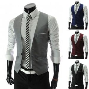 남성 블레이저 조끼 싱글 브레스트 양복 조끼 슬림 피트 남성 양복 조끼 Gilet Homme 캐주얼 민소매 공식 비즈니스 조끼 아시아 크기