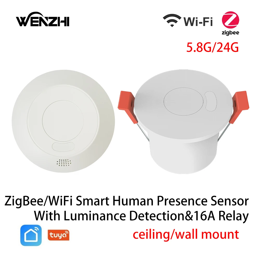 ZigBee/Wifi MmWave 레이더 인간 존재 모션 센서 전등 스위치 광도 감지 110/220V Tuya 스마트 라이프 홈 오토메이션