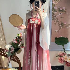중국 스타일의 전통 Hanfu 드레스 세트 당나라 긴 드레스 민속 무용 의상 요정 코스프레 고대 공주 무대 복장