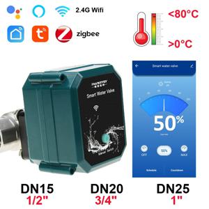 Tuya Wifi 워터 밸브 차단 수량 0% ~ 100% Zigbee 볼 밸브 가든 스마트 수도꼭지 자동화 컨트롤러 홈 어시스턴트