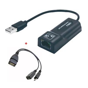Mirco USB 케이블이 있는 USB 2.0-RJ45 어댑터 LAN 이더넷 커넥터 AMAZON Fire Stick 또는 Fire TV3용 OTG 어댑터