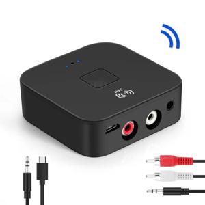무선 오디오 수신기 RCA AUX Bluetooth 5.0 어댑터 NFC 3.5mm 앰프 용 자동차 오디오 홈 스테레오 극장 시스템