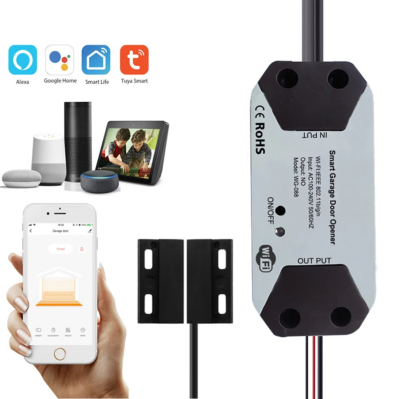 Tuya WiFi 스위치 스마트 차고 문 오프너 컨트롤러 스마트 홈 모듈 스마트 라이프 APP 원격 제어는 Alexa Google 홈을 지원합니다