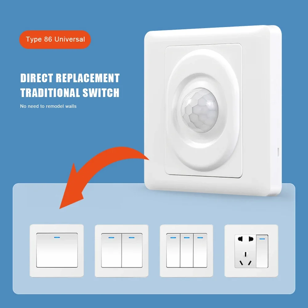 AC 220V LED PIR 모션 센서 전등 스위치 적외선 인체 감지 자동 켜짐 꺼짐 조명 스마트 스위치 복도 계단