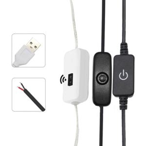 원격 1.5M 터치 조광기 스위치가 있는 2Pin USB 전원 코드 501 ON Off 단일 색상 LED 스트립 조명용 버튼 연장 케이블 와이어
