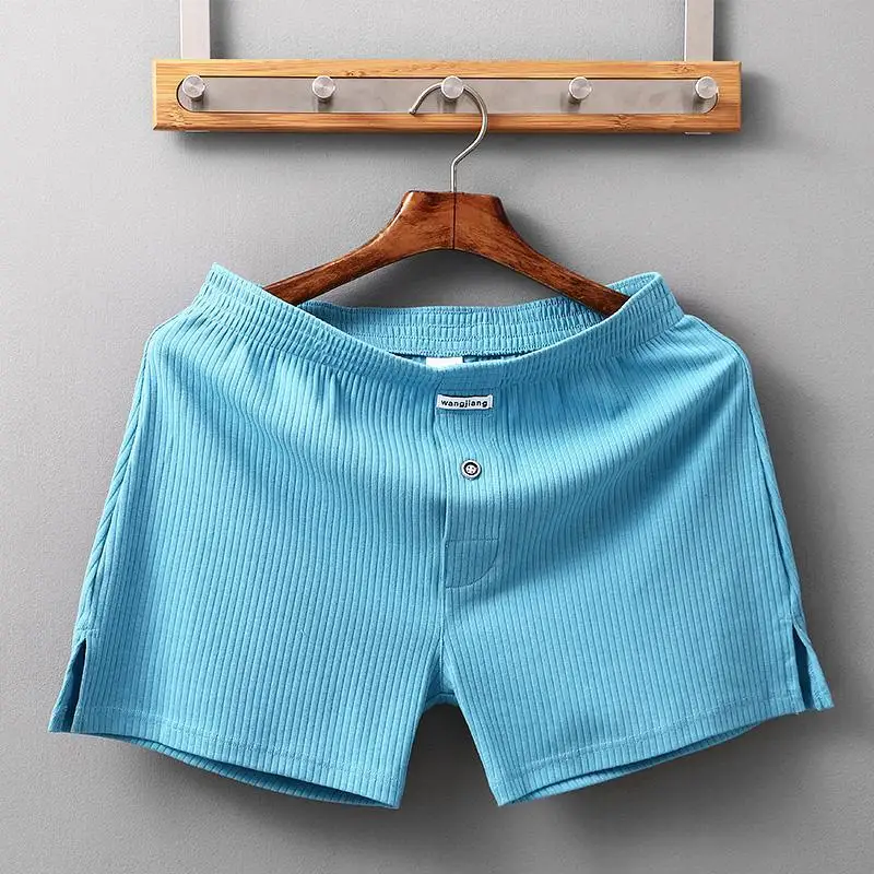 WJ 스트레치 코튼 속옷 남성 복서 반바지 스레드 Aro 바지 잠옷 Loungewear 반바지 복서 남성 속옷 팬티