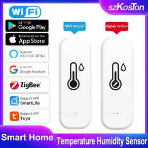 Tuya ZigBee Wifi 온도 및 습도 센서 스마트 라이프 원격 모니터 스마트 홈 실내 습도계 Alexa Google과 함께 작동