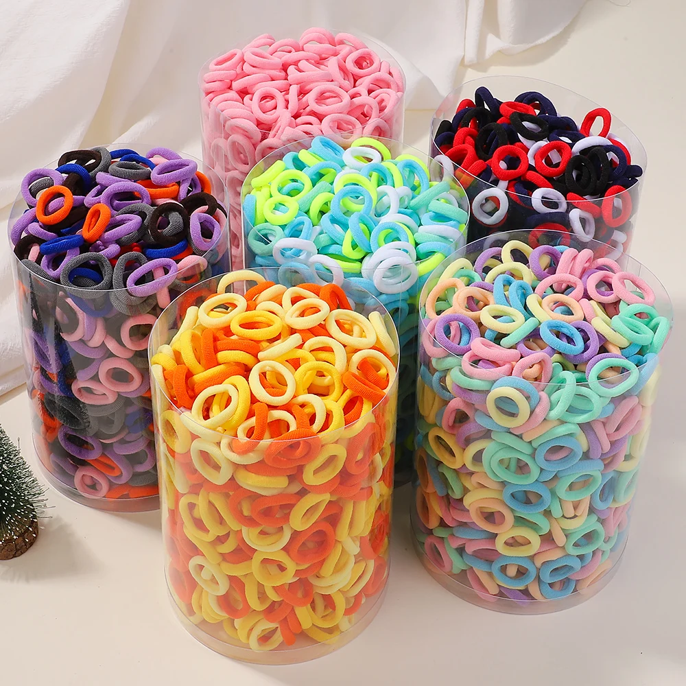 50/100/300pcs 어린이 탄성 헤어 밴드 소녀 과자 Scrunchie 고무 밴드 어린이 헤어 넥타이 머리띠 아기 헤어 액세서리