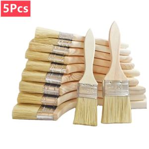 5pcs 페인트 브러시 나무 손잡이 바베큐 브러시 벽 및 가구 페인트 도구 세트에 대 한 1/2/4/5/6 인치 부드러운 머리 그림 브러쉬