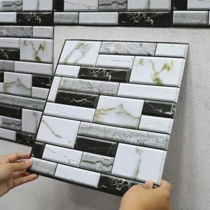 자기 접착제 타일 벽 스티커 홈 장식 3D PVC 스티커 커버 부엌 찬장 욕실 방수 벽지