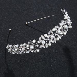 아이보리 진주 빈티지 크리스탈 신부 웨딩 티아라 신부 헤드 피스 크라운과 실버 라인 석 머리 크라운