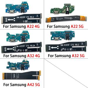 USB Dock 커넥터 충전 포트 플렉스 케이블 삼성 A22 A32 A42 4G 5G A225F A226 A325F A336 충전기 보드 (마이크 모듈 포함)