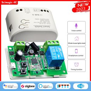 Zigbee 릴레이 차단기 7-32V 85-250V 스위치 모듈 Tuya 스마트 라이프 App 제어는 Alexa Google Smartthings Ewelink Hub와 함께 작동합니다.