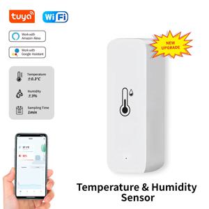 Tuya WiFi 온도 및 습도 센서 Alexa Google 홈 음성 APP 원격 제어를위한 실내 스마트 온도계 모니터