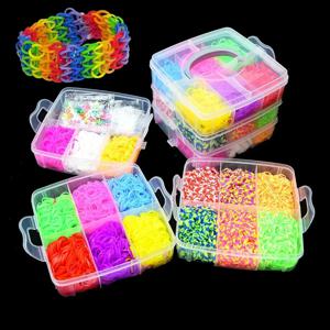 크리 에이 티브 다채로운 Loom 밴드 세트 레인보우 팔찌 만들기 키트 DIY 고무 밴드 짠 팔찌 공예 장난감 소녀 생일 선물