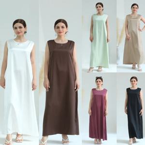 Abaya 드레스 아래 블랙 화이트 새틴 실키 쉬머 두바이 럭셔리 2024 여름 여성 터키 이슬람 이슬람 가운 Vestidos Musulmanes
