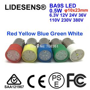 5피스 LED BA9S 전구 0.5W B9 베이스 110V 120V 230V 240V 전문 전구 장비 기계 라이트 미니 전구