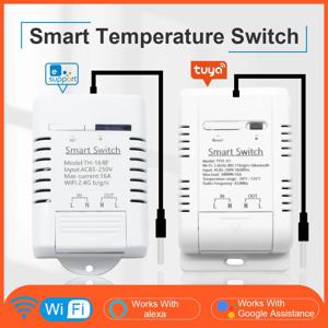 Wifi 온도 센서 Tuya eWelink 스마트 Wifi Rf433 지능형 온도 조절기 온도 스위치 16A는 Alexa Google 홈과 함께 작동합니다.