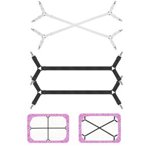 2 PCS 시트 패스너 고정 스트랩, 조절 가능한 크로스 탄성 스트랩, 매트리스 쿠션용 플랫 핏 시트 클립 소파 쿠션