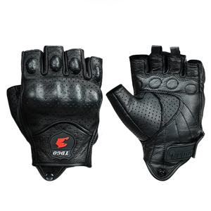 여름 오토바이 핑거리스 장갑 액세서리 염소 가죽 가죽 반 손가락 장갑 Motocross Gant Moto Guantes Moto Verano