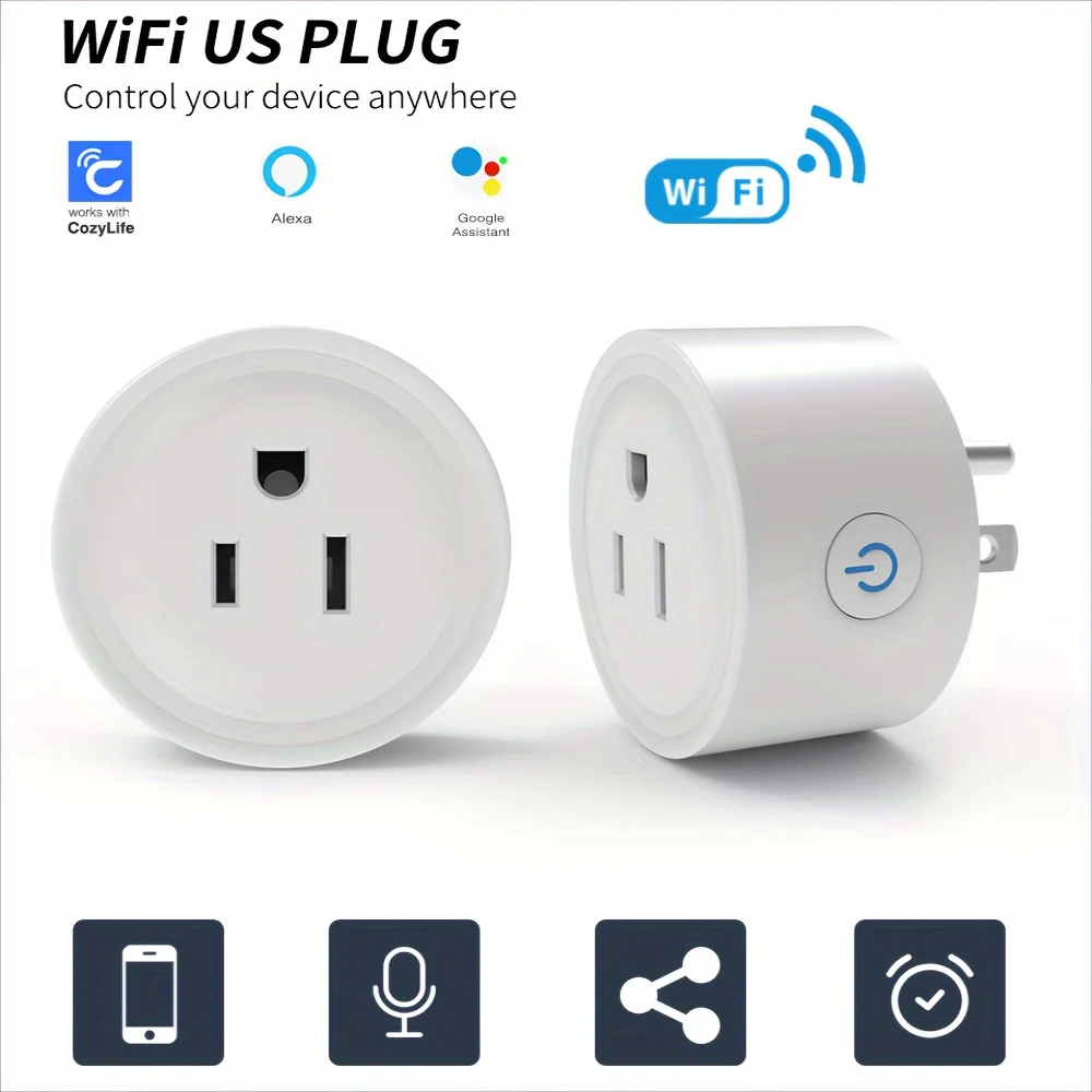 스마트 플러그 10A WiFi 미국 콘센트 소켓 100-240V 타이머 Alexa Google Assistant CozyLife APP/홈 자동용 음성 제어 그룹