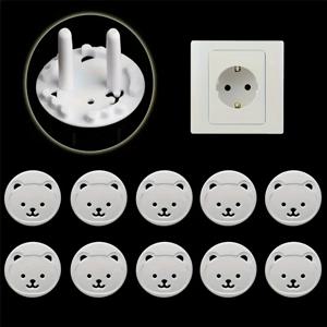 10pcs 곰 EU 전원 소켓 콘센트 아기 어린이 어린이 안전 가드 보호 안티 전기 충격 플러그 보호기 커버