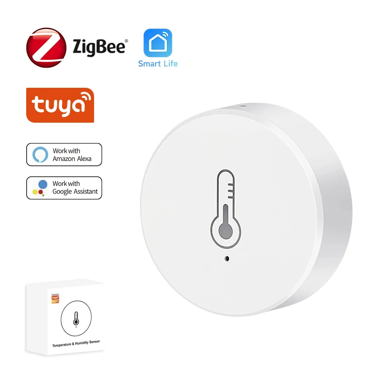 Tuya Zigbee 3.0 온도 및 습도 센서 스마트 라이프 앱으로 원격 모니터 Alexa Google 홈으로 배터리 구동 작업