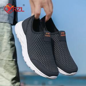YRZL 남성 운동화 통기성 메쉬 남성 캐주얼 신발 야외 미끄럼 방지 빅 사이즈 로퍼 걷기 경량 남성 테니스 신발
