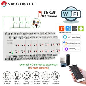 Tuya WIFI 16 절연 채널 16 갱 스마트 스위치 외부 스위치가있는 스마트 타이머 원격 제어 음성 제어