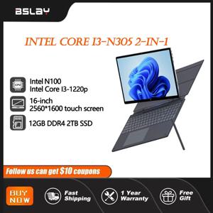 인텔 코어 i3-1220p N100, 2 in 1, 16 인치, 12GB RAM, 2TB SSD, 터치스크린 HD 카메라 윈도우 11, 휴대용 게임용 노트북 PC