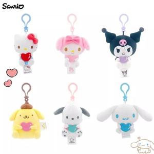 Sanrio 헬로 키티 Kuromi 멜로디 Pachacoo Cinnamoroll 인형 장난감 펜던트 귀여운 플러시 장난감 열쇠 고리 애니메이션 열쇠 고리 생일 선물